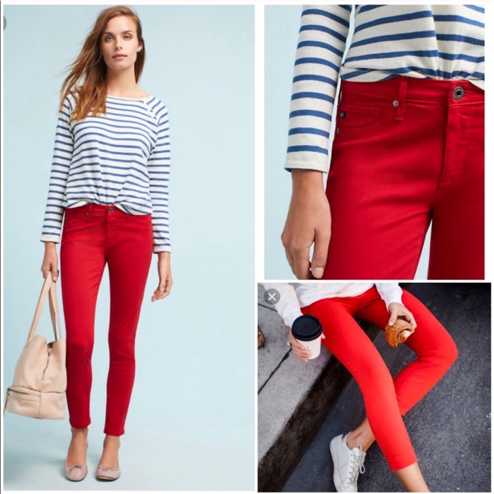 AG Anthropologie NWT Red Sateen Jeans 32